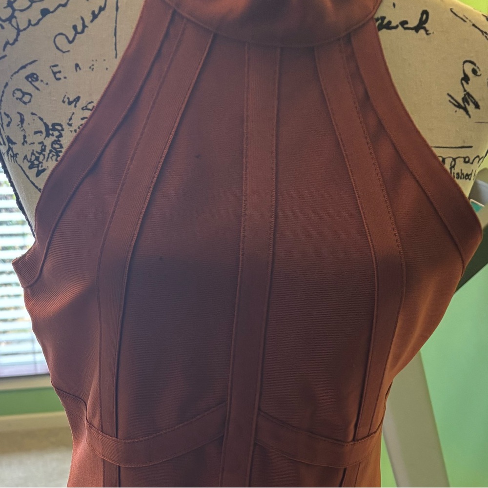 FashionNova Elegant Brown Halter Dress